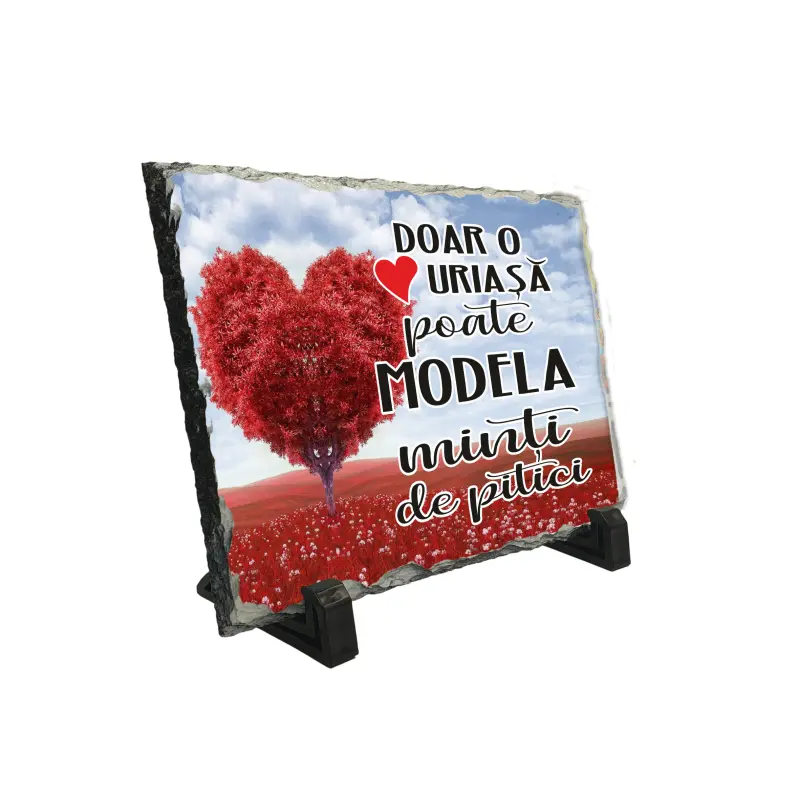 Doar o inima uriasa poate modela minti de pitici, piatra ardezie personalizata, cu mesaj model pa018
